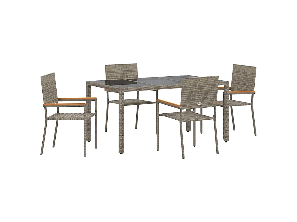 Juego de comedor de jardín de 5 piezas, gris
