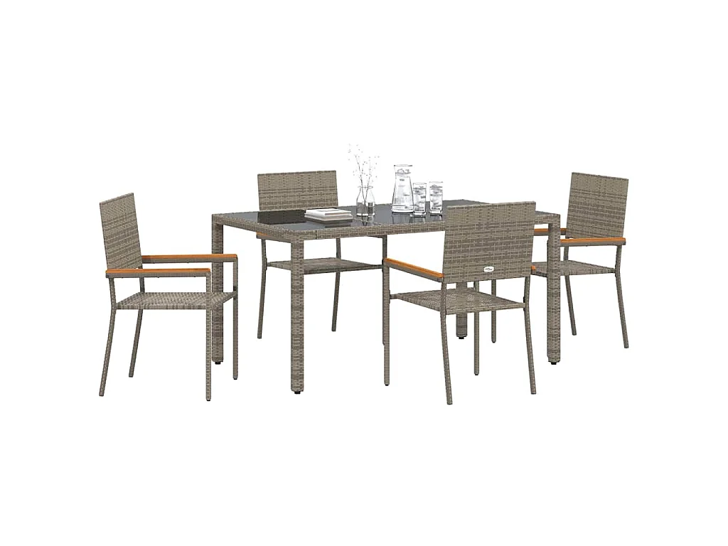Juego de comedor de jardín de 5 piezas, gris