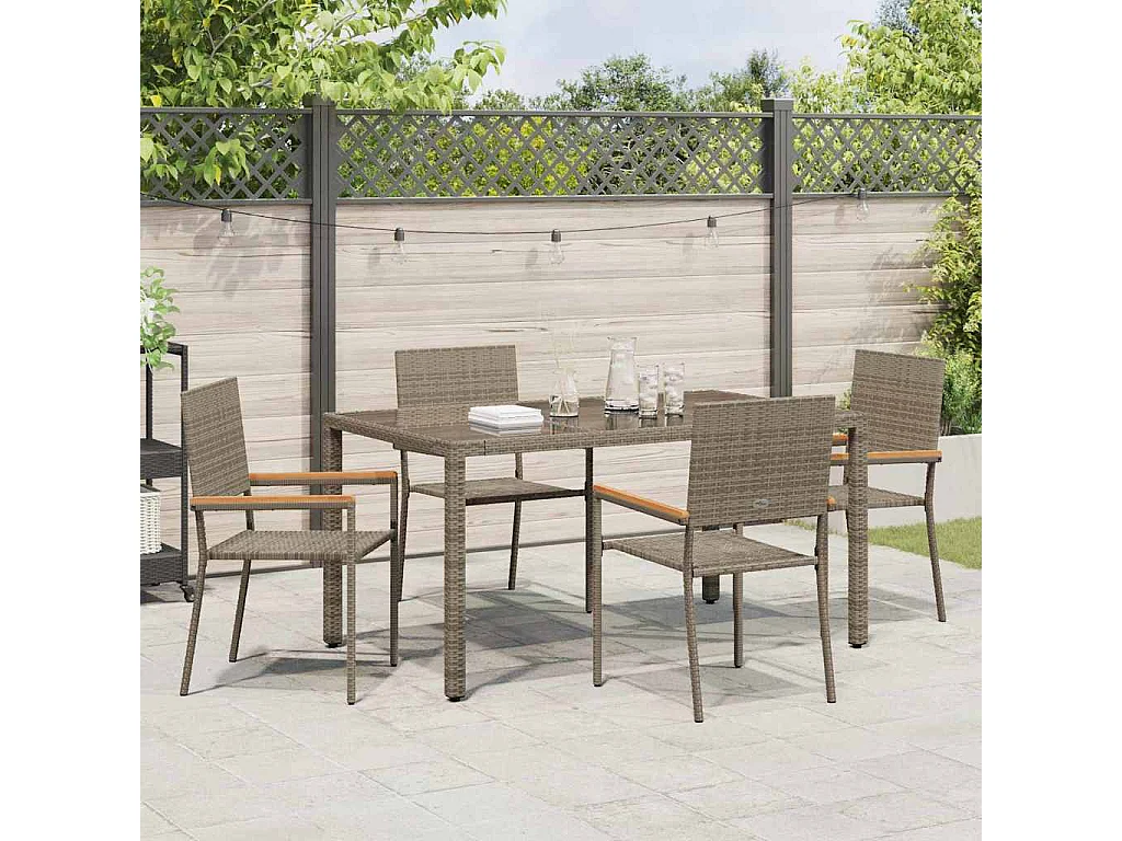 Juego de comedor de jardín de 5 piezas, gris