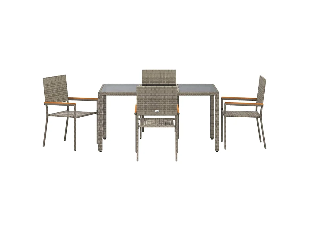 Juego de comedor de jardín de 5 piezas, gris