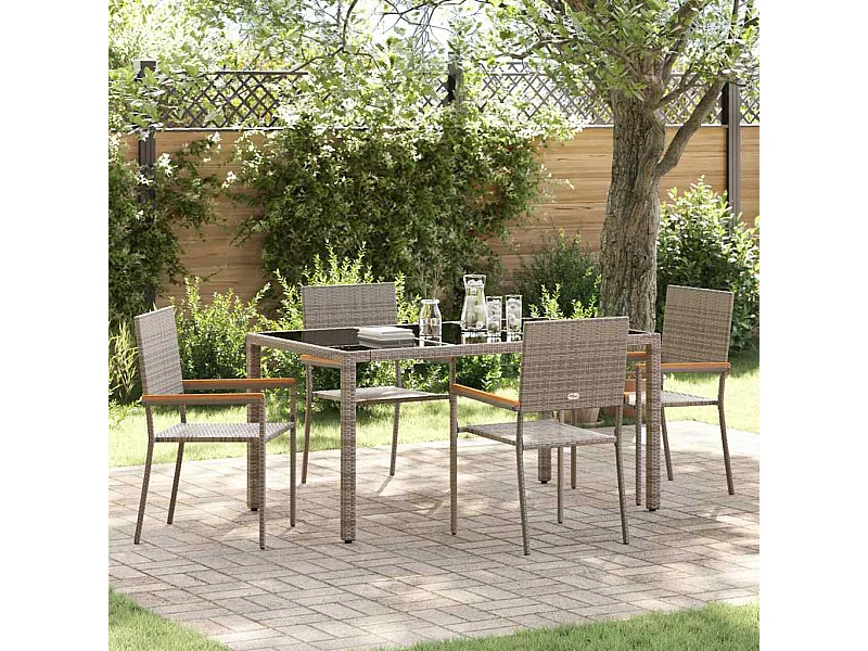 Ensemble de salle à manger pour jardin 5 pcs Gris