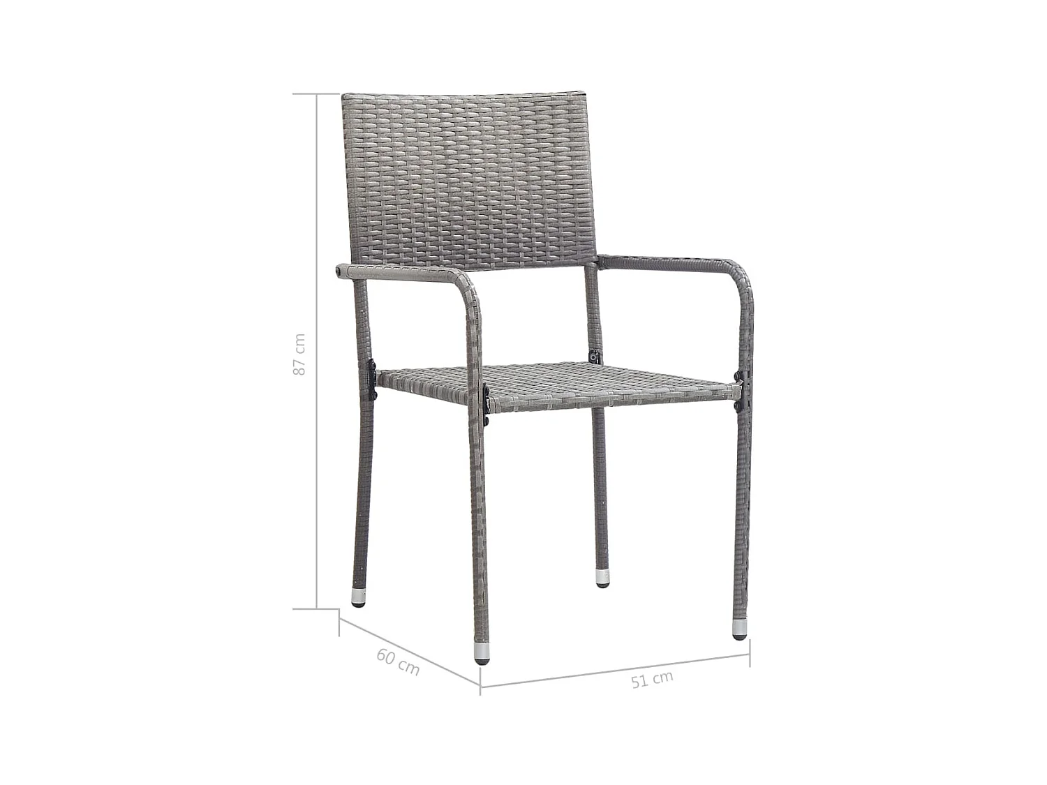 Chaise à dîner de jardin empilable lot de 2 gris résine tressée