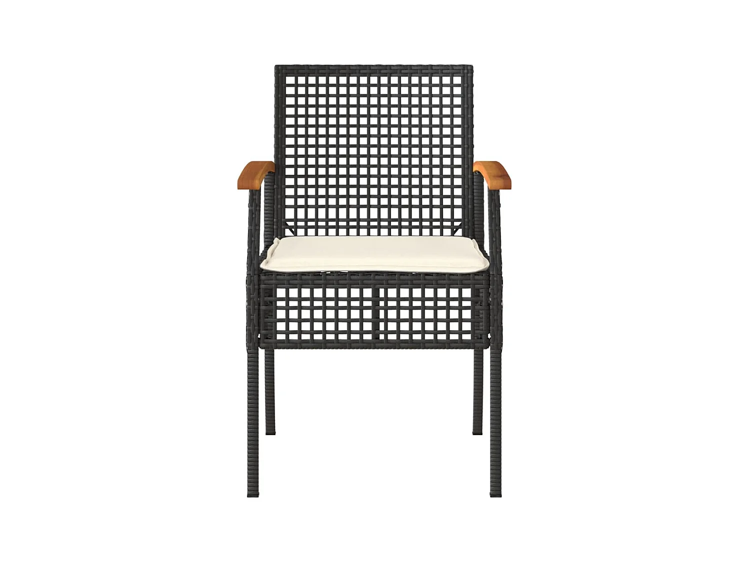 Chaises de jardin coussins lot de 2 noir résine tressée acacia