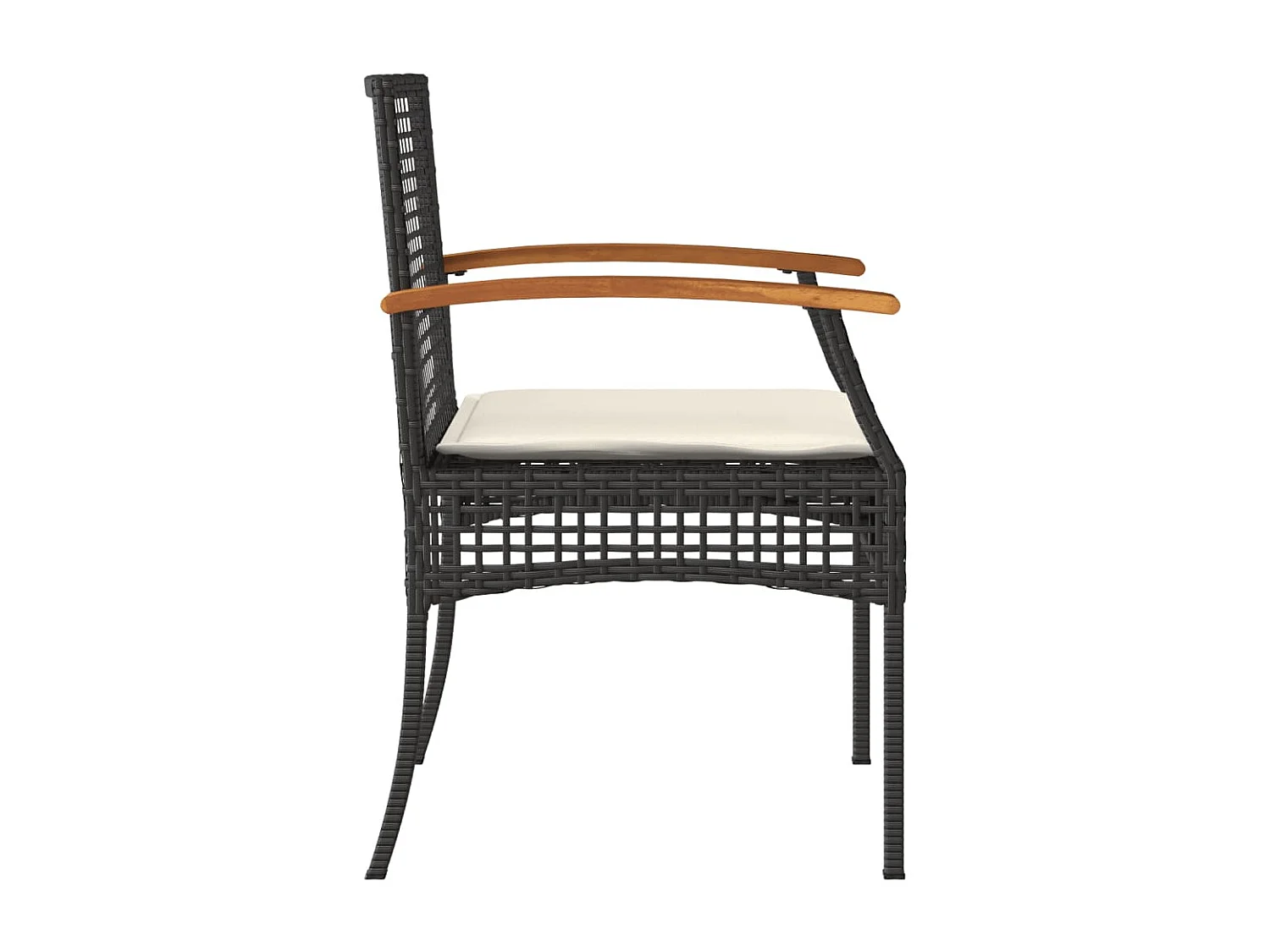 Chaises de jardin coussins lot de 2 noir résine tressée acacia