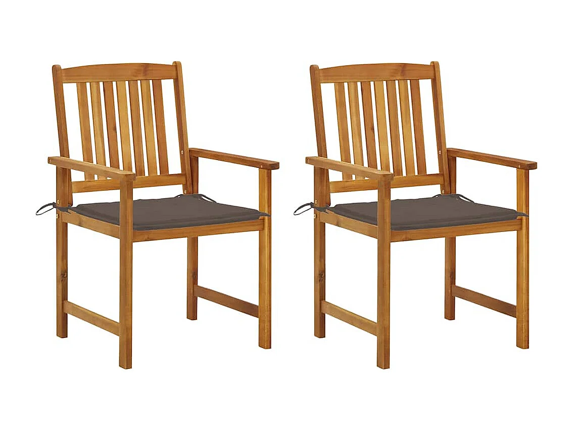 Chaises de jardin avec coussins lot de 2 Bois d'acacia massif