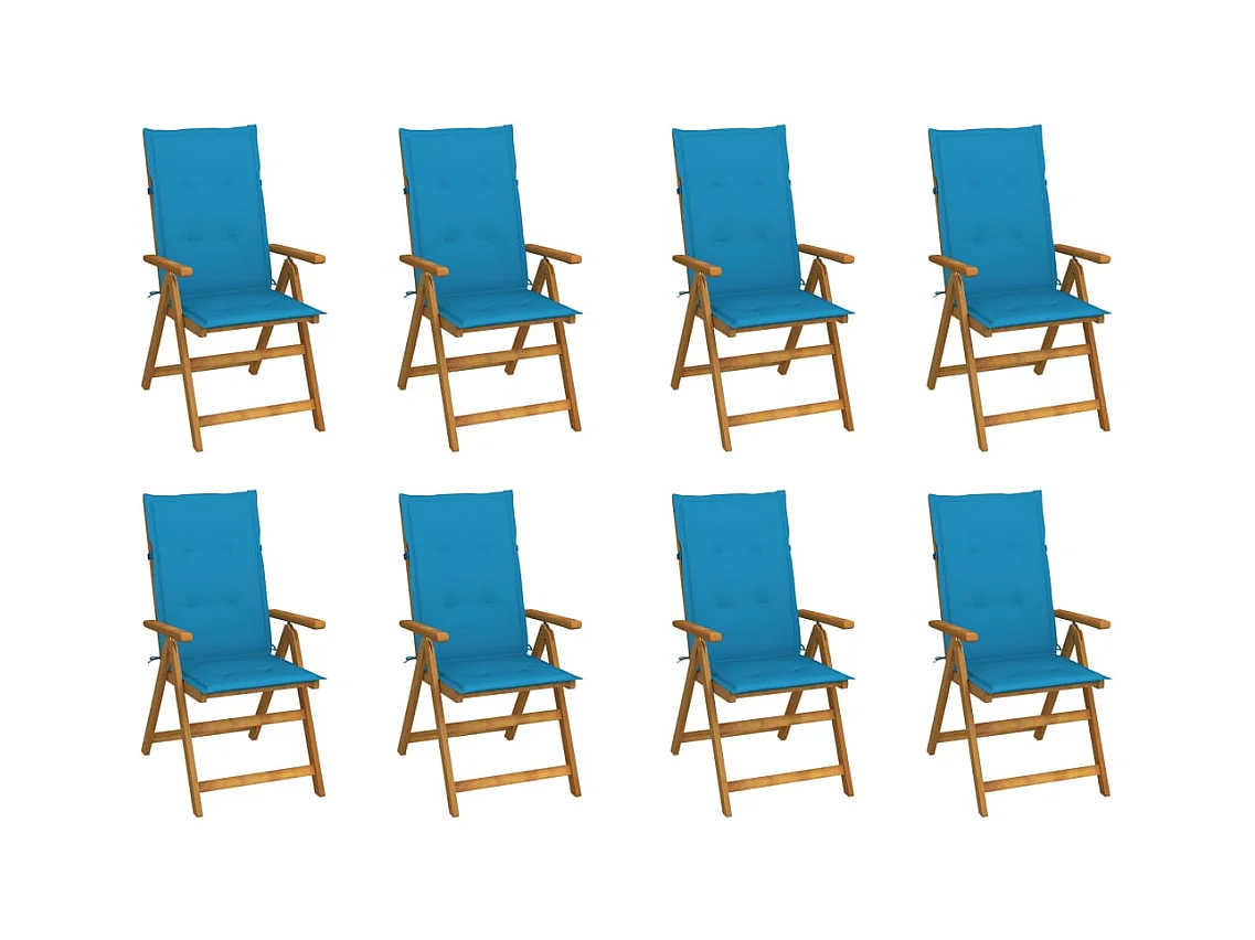 Chaises pliables de jardin avec coussins lot de 8 Bois d'acacia