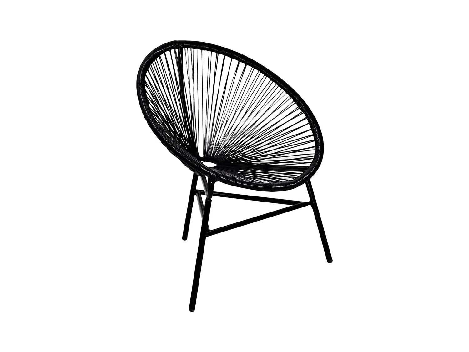 Chaise de jardin forme de lune résine tressée noir