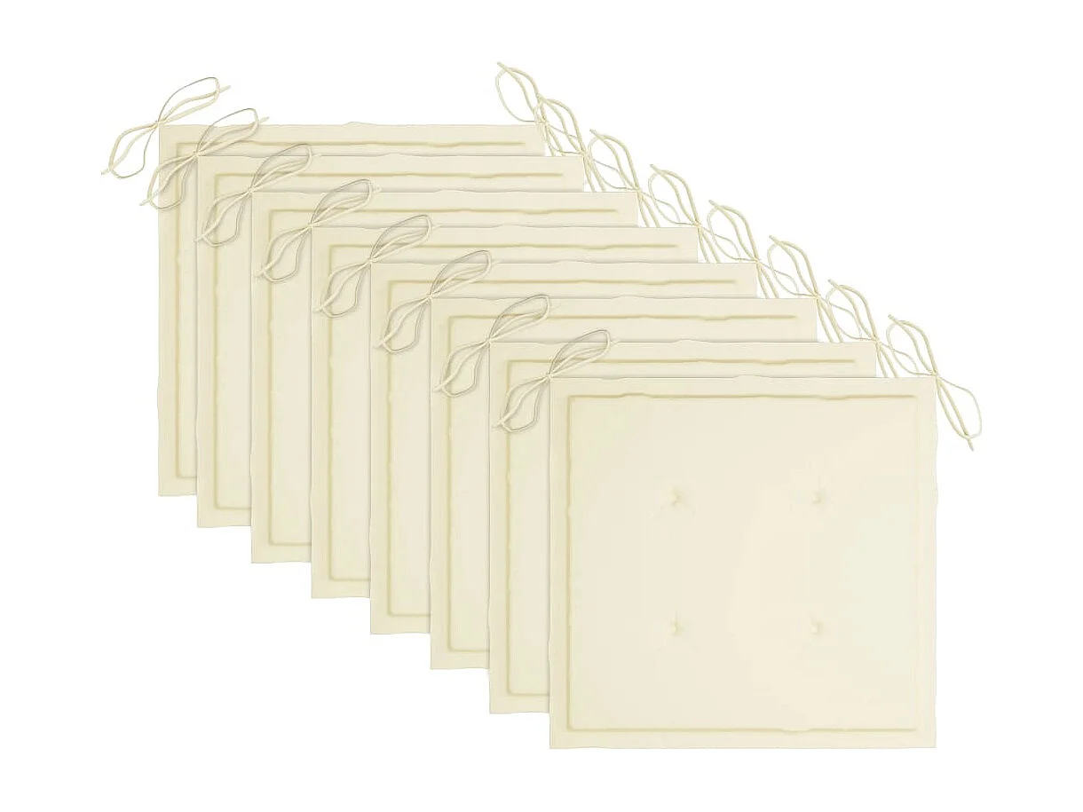 Chaises de jardin empilables avec coussins lot de 8 Teck solide