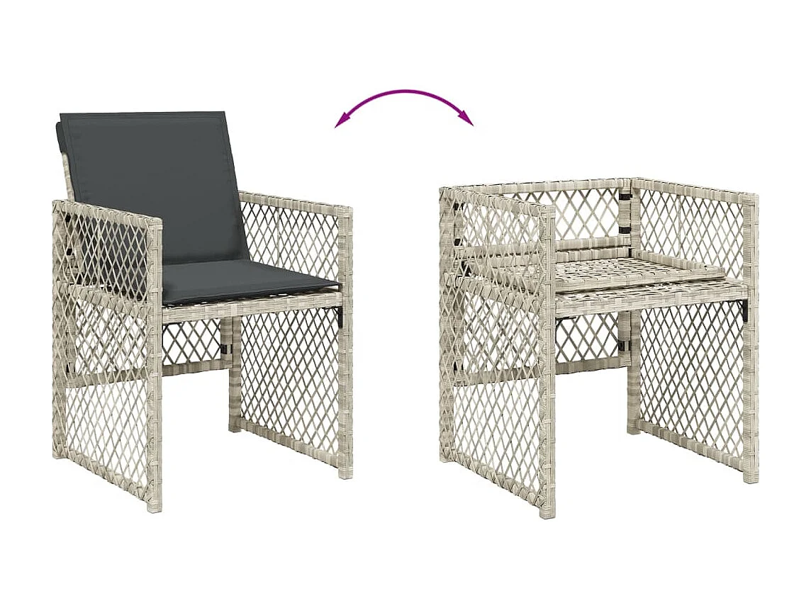 Tuinstoelen met kussens set van 4 lichtgrijs polyrotan