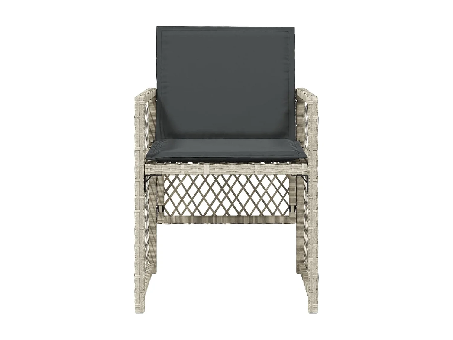 Chaises de jardin avec coussins lot de 4 gris clair poly rotin