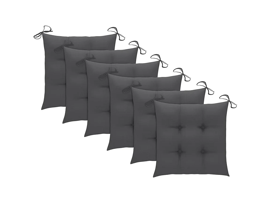 Chaises de jardin lot de 6 avec coussins Bois de teck massif