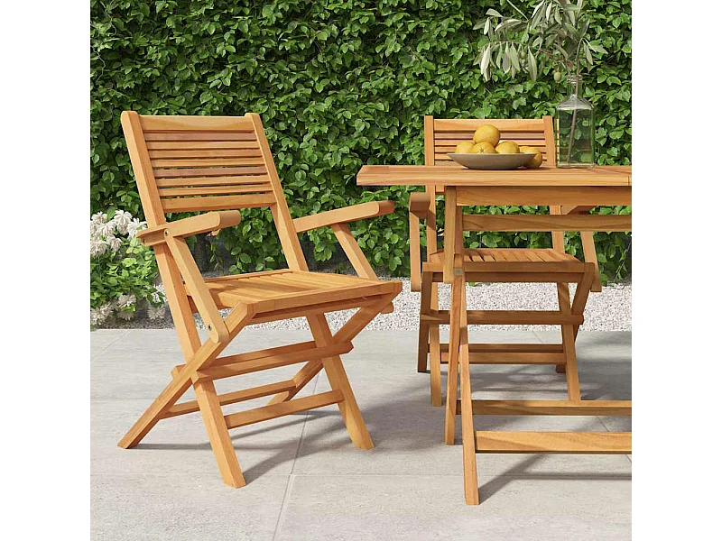 Chaises de jardin pliantes lot de 2 55x62x90cm bois massif teck