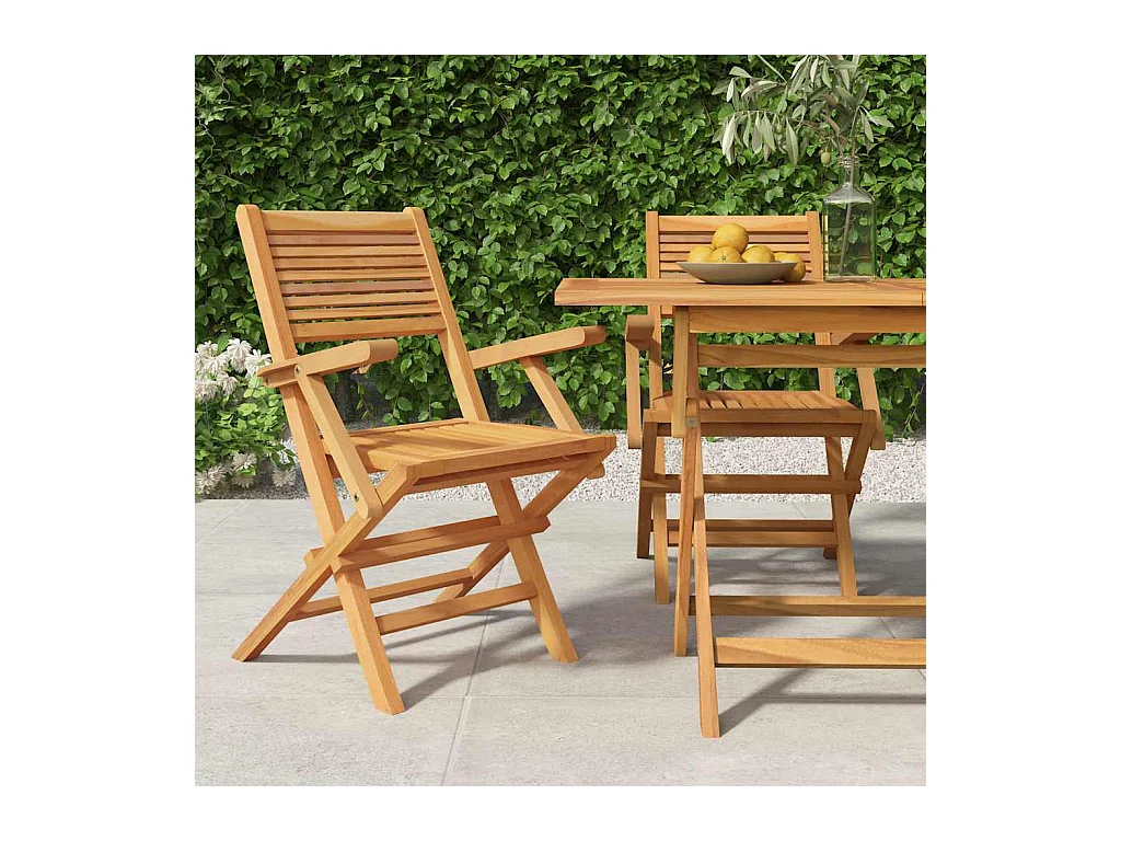 Chaises de jardin pliantes lot de 2 55x62x90cm bois massif teck