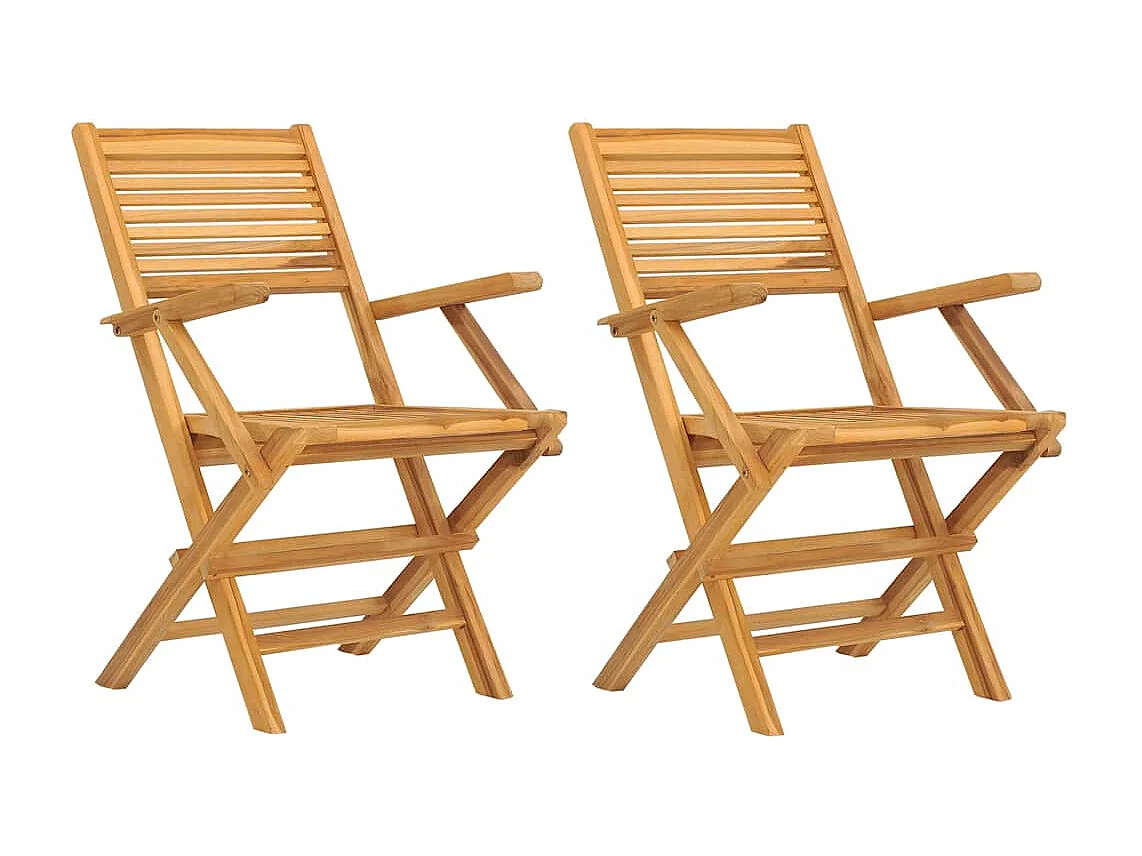 Chaises de jardin pliantes lot de 2 55x62x90cm bois massif teck