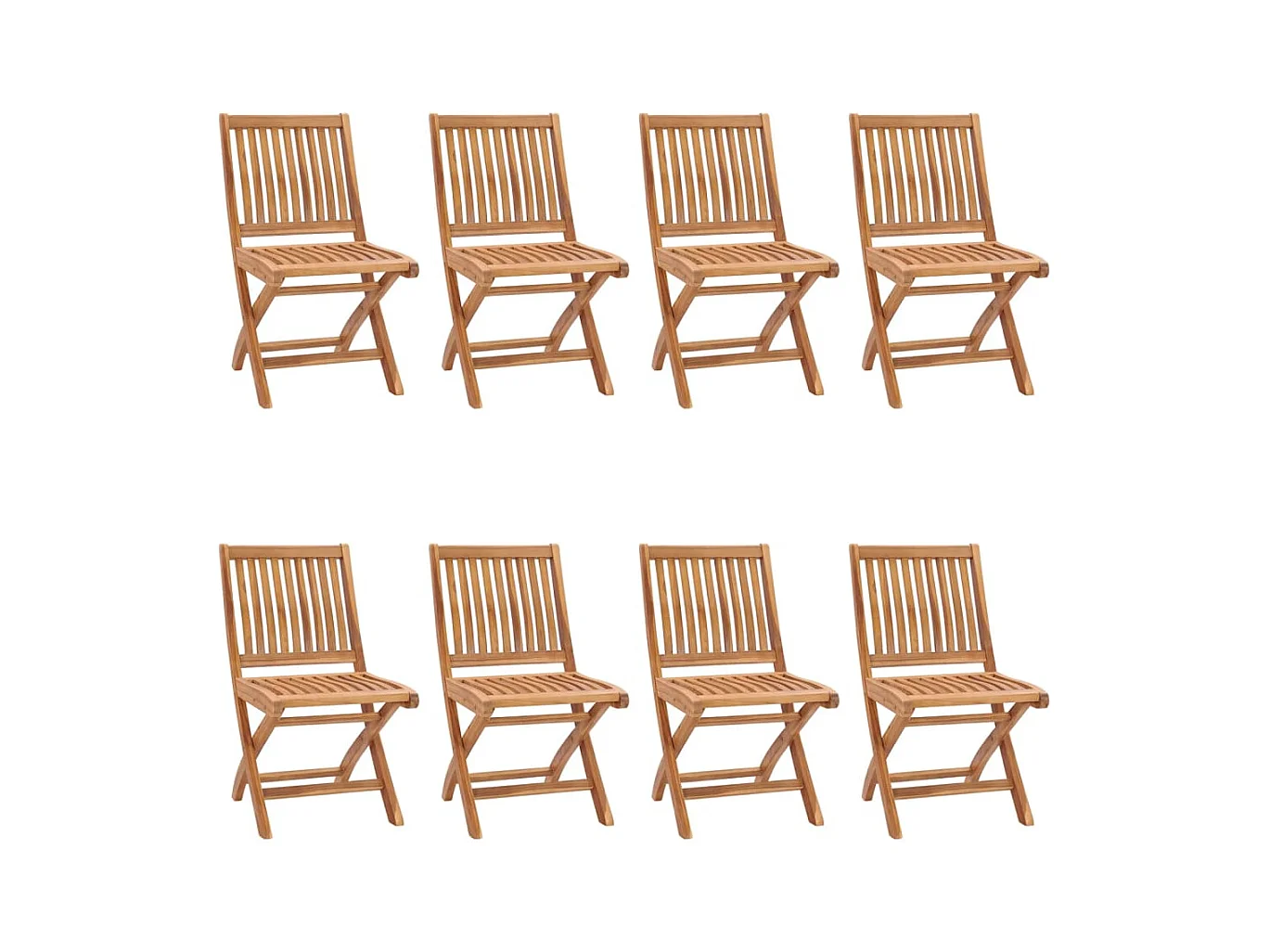 Chaises pliables de jardin avec coussins lot de 8 Teck solide