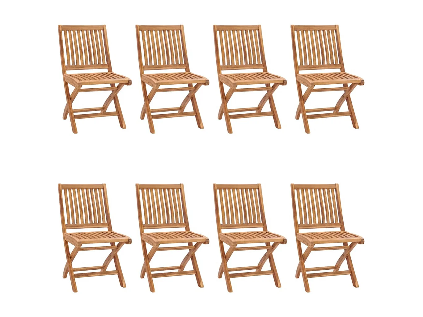 Chaises pliables de jardin avec coussins lot de 8 Teck solide