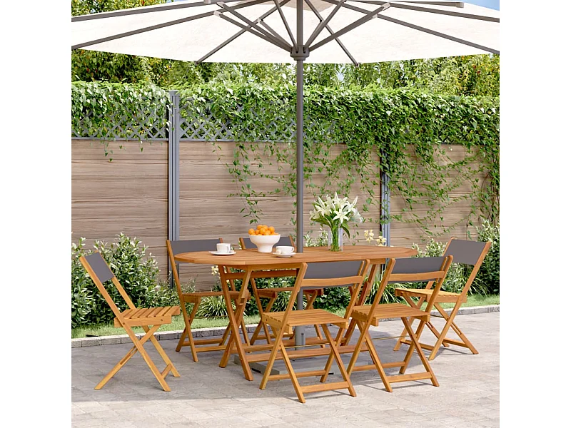 Chaises de jardin pliantes lot de 6 tissu et bois massif
