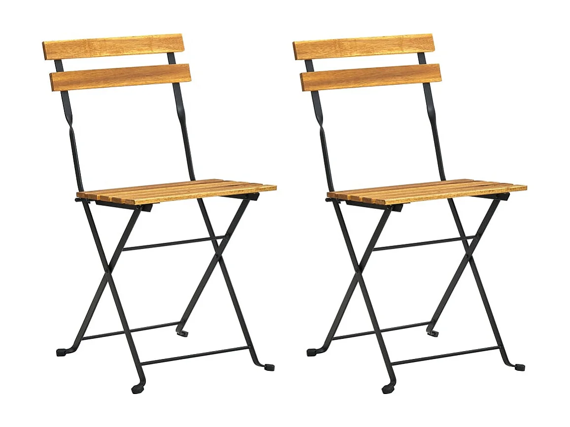 Chaises pliables de jardin lot de 2 Acier et Bois acacia solide