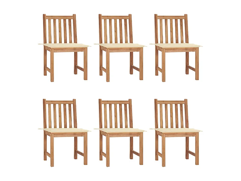 Tuinstoelen set van 6 met kussens Massief teakhout