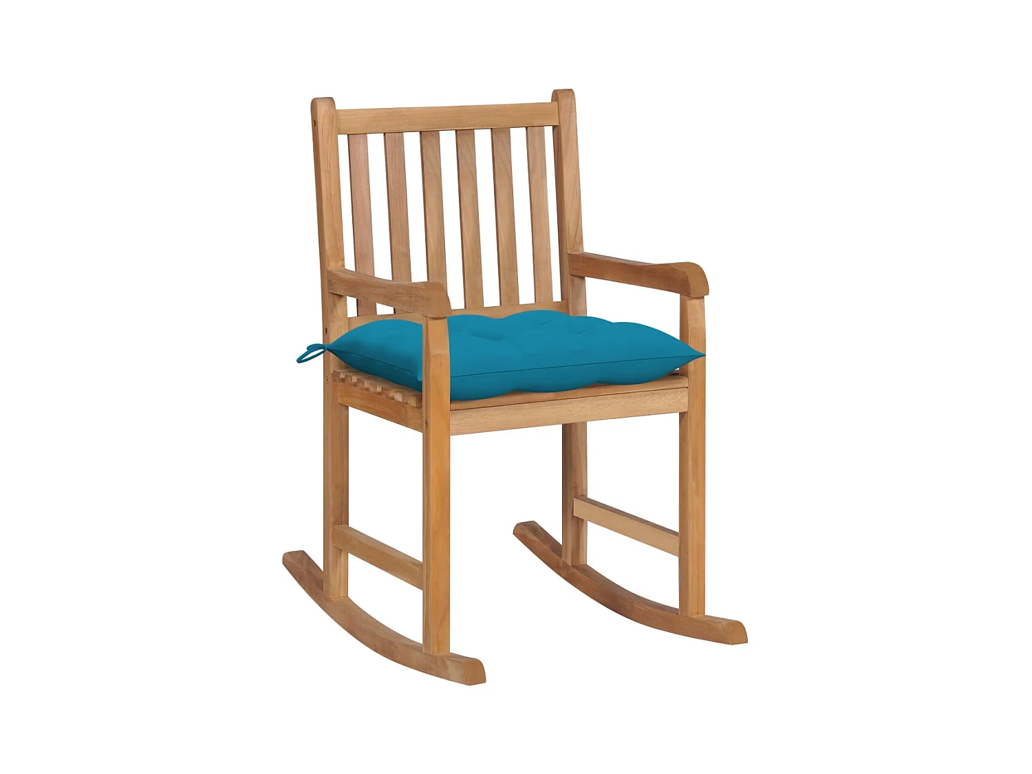 Schommelstoel met lichtblauw kussen Massief teakhout