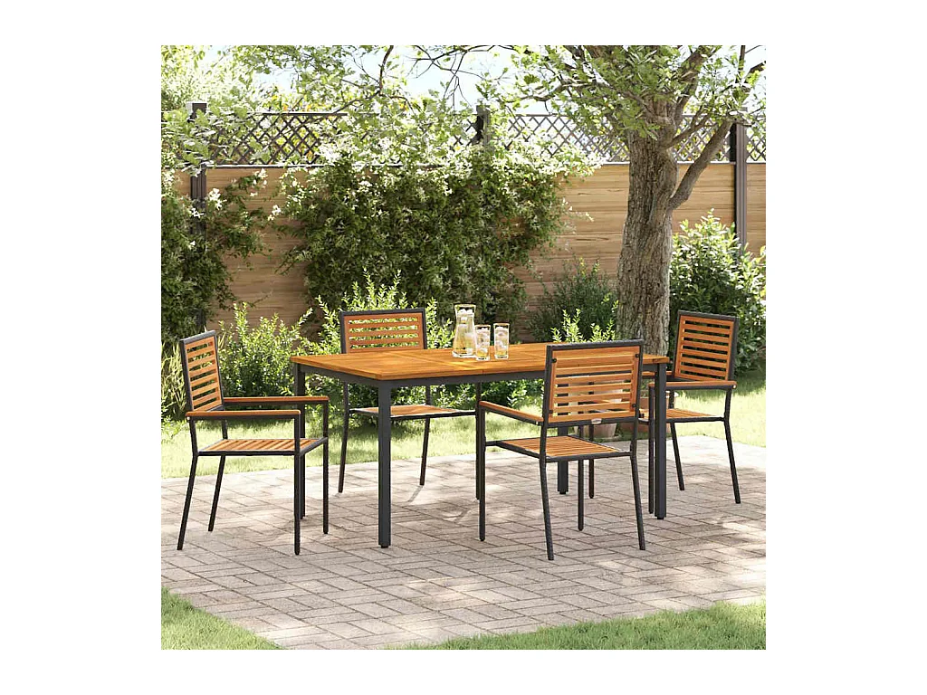 Ensemble de salle à manger pour jardin 5 pcs Noir