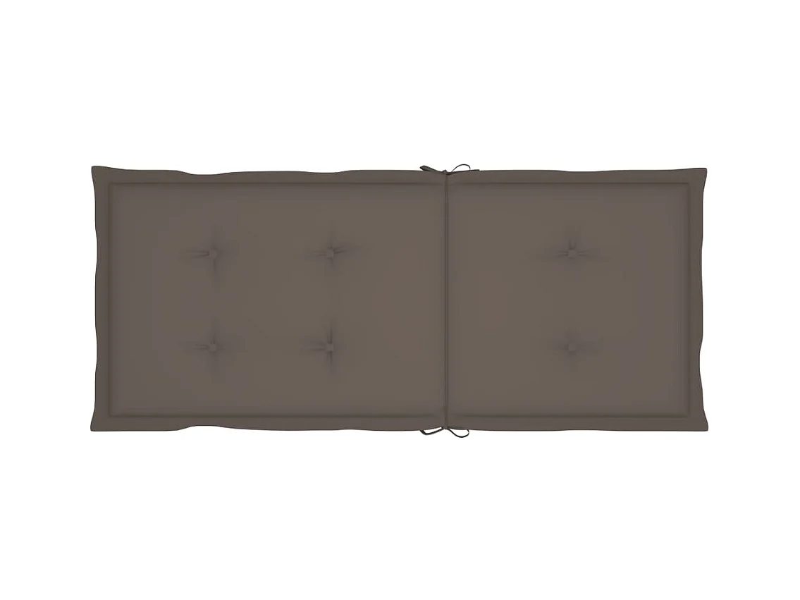 Set van 6 tuinstoelen met taupe kussens. Massief teakhout.