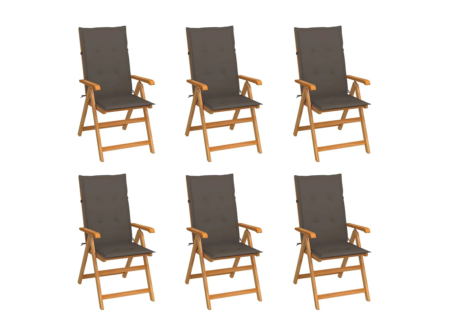 Chaises de jardin lot de 6 avec coussins taupe Bois teck massif