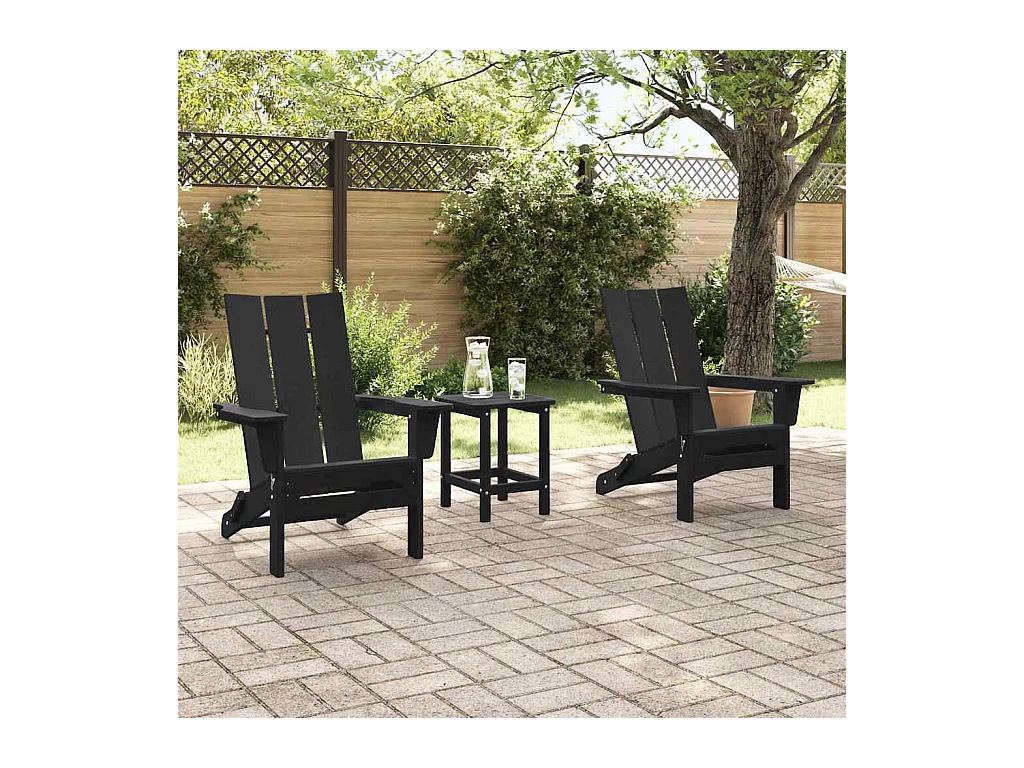 Mobilier de jardin lounge 2 pcs Noir 74.5 x 80.5 x 90cm