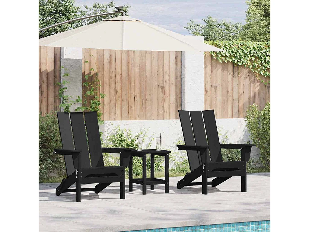 Mobilier de jardin lounge 2 pcs Noir 74.5 x 80.5 x 90cm