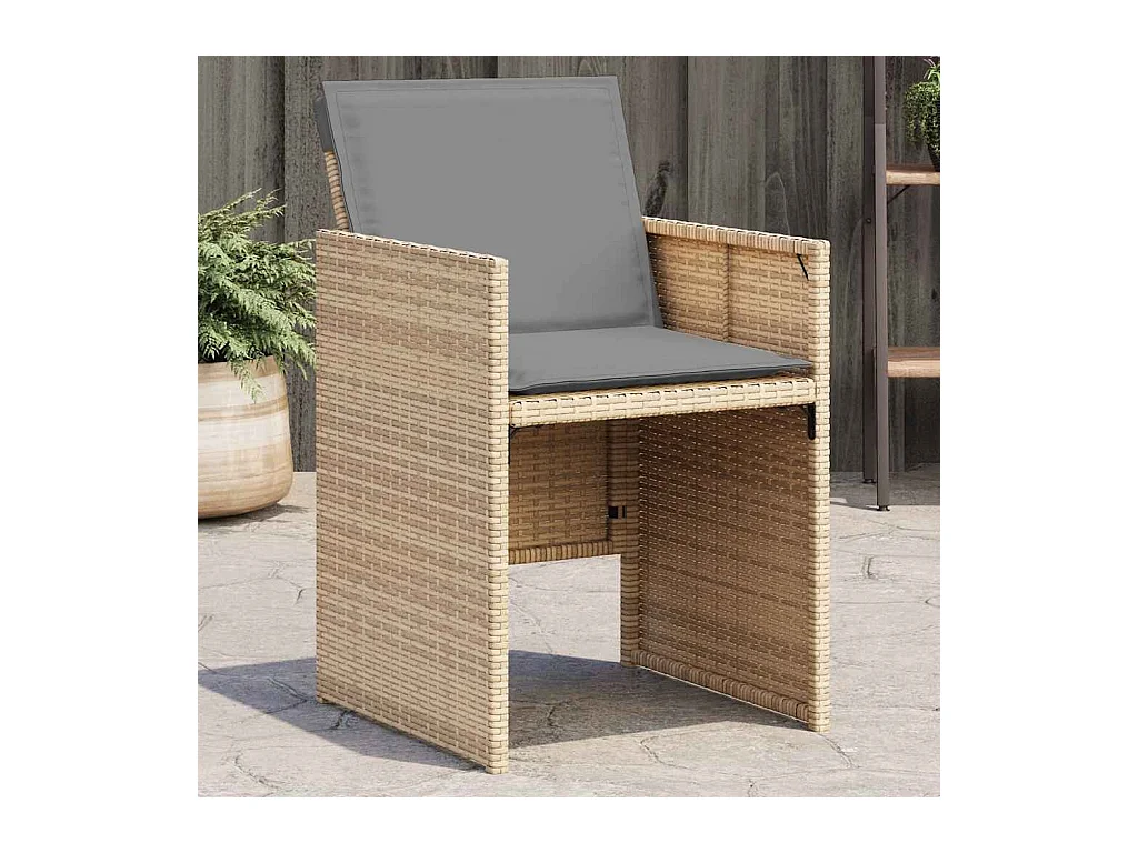 Chaises de jardin avec coussins lot de 4 mélange beige