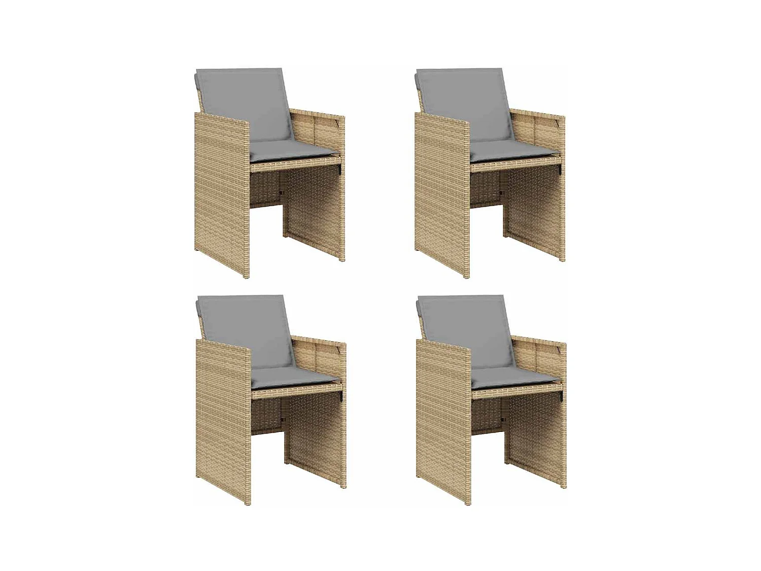 Chaises de jardin avec coussins lot de 4 mélange beige