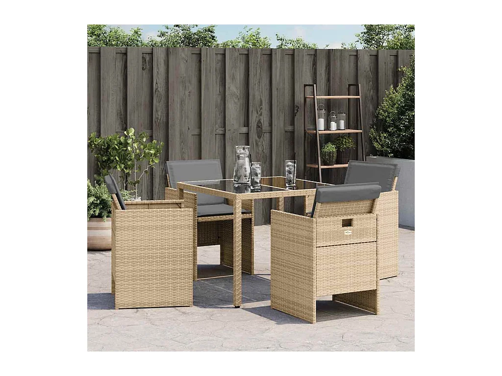 Chaises de jardin avec coussins lot de 4 mélange beige