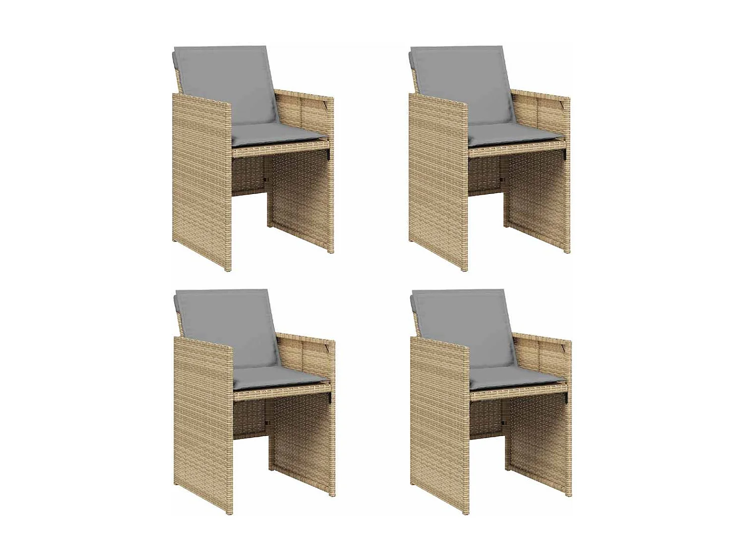 Chaises de jardin avec coussins lot de 4 mélange beige