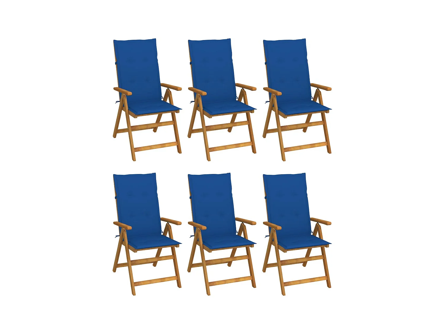 Chaises pliables de jardin lot de 6 avec coussins Bois d'acacia
