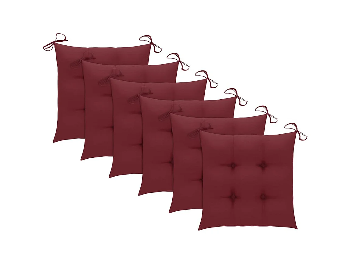 Set di 6 sedie da pranzo per esterni e cuscini in legno massello di acacia