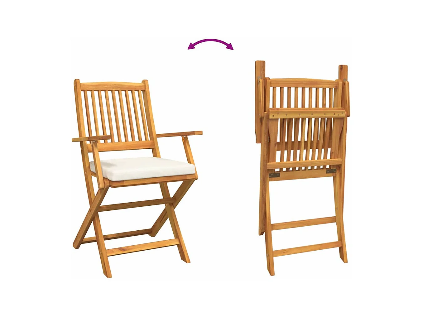 Opvouwbare stoel met kussen, opvouwbaar, 6 stuks, wit, 49 x 57,5 x 92 cm