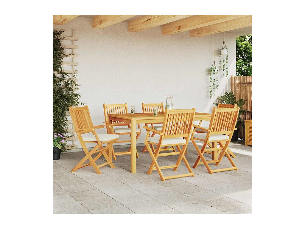 Opvouwbare stoel met kussen, opvouwbaar, 6 stuks, wit, 49 x 57,5 x 92 cm