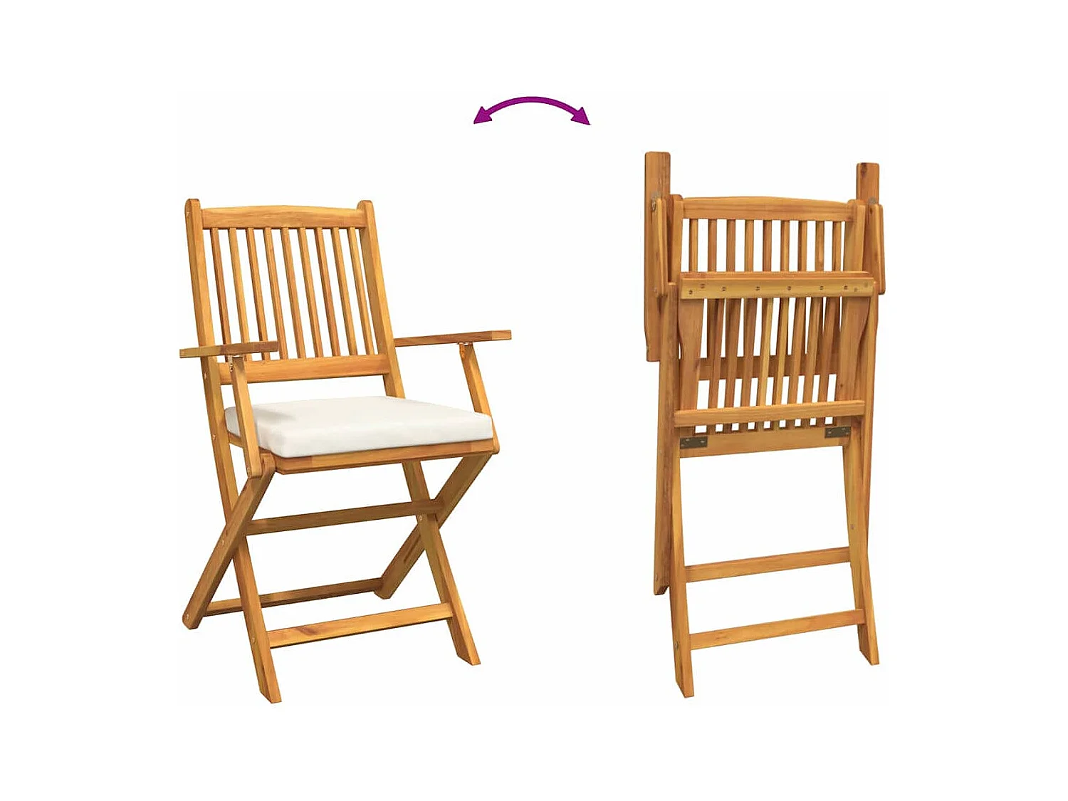 Opvouwbare stoel met kussen, opvouwbaar, 6 stuks, wit, 49 x 57,5 x 92 cm