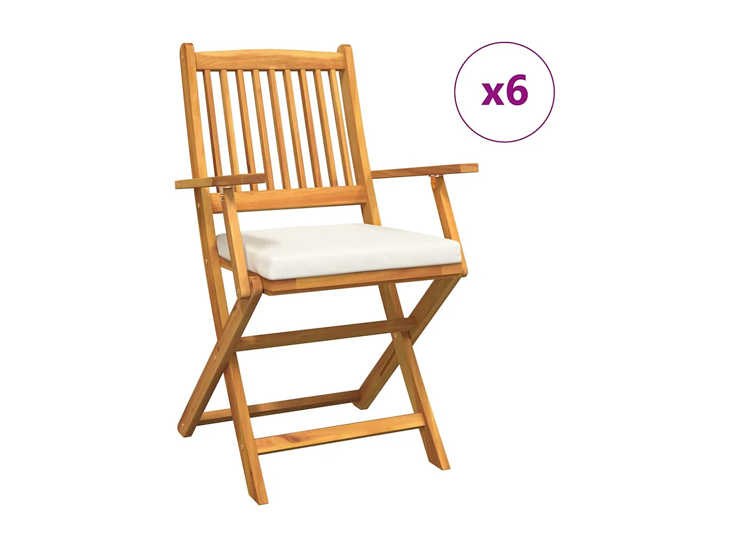 Chaise pliante avec coussin Pliant 6 pcs Blanc 49 x 57.5 x 92cm