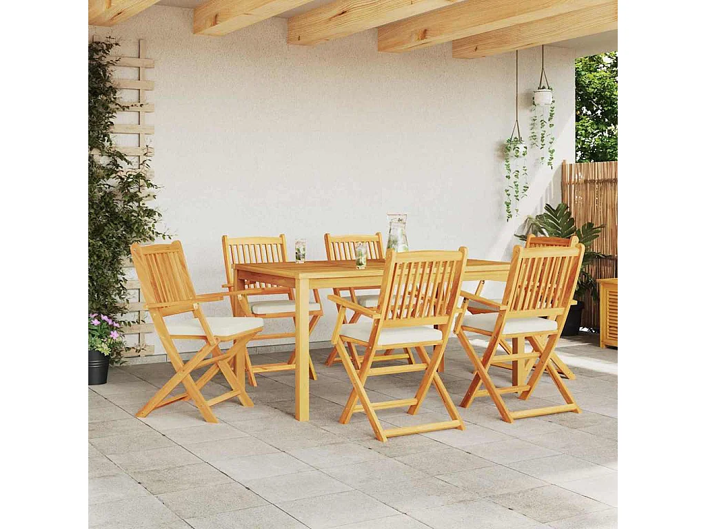 Chaise pliante avec coussin Pliant 6 pcs Blanc 49 x 57.5 x 92cm