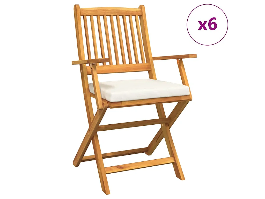 Klappstuhl mit Kissen klappbar 6 Stück Weiß 49 x 57,5 x 92cm