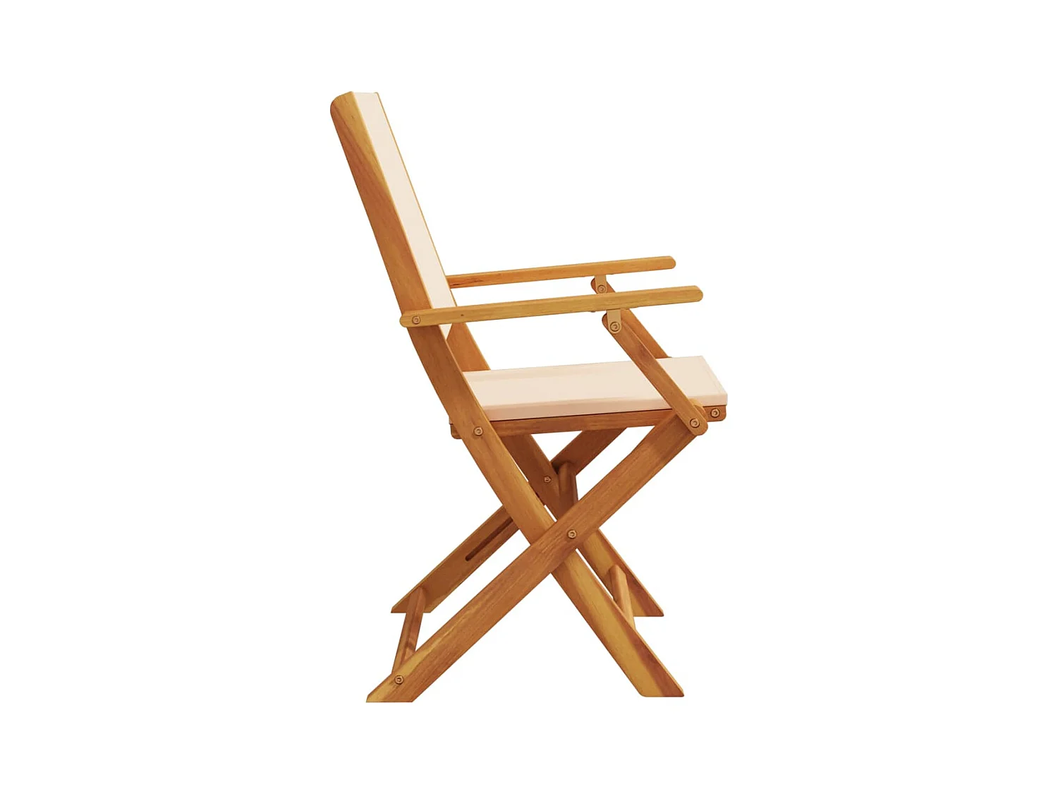 Juego de 4 sillas de jardín plegables de tela beige y madera maciza