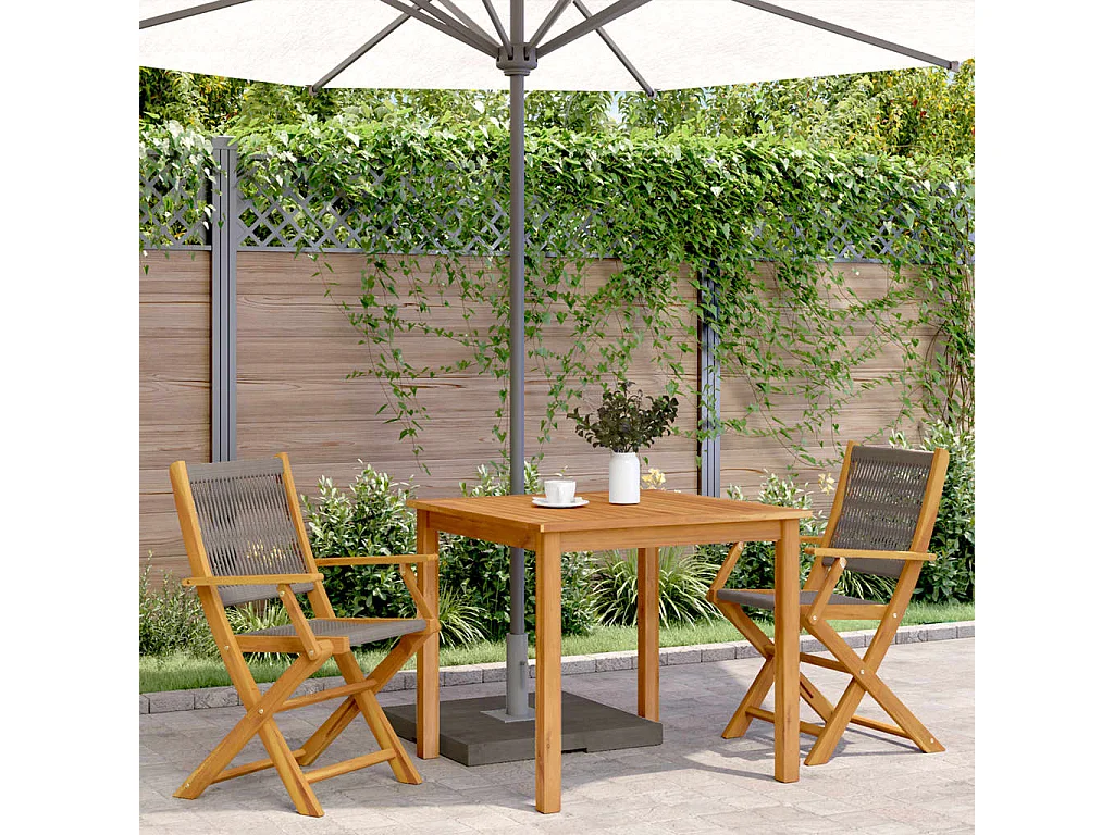 Set di 2 sedie da giardino in legno di acacia grigio e polipropilene