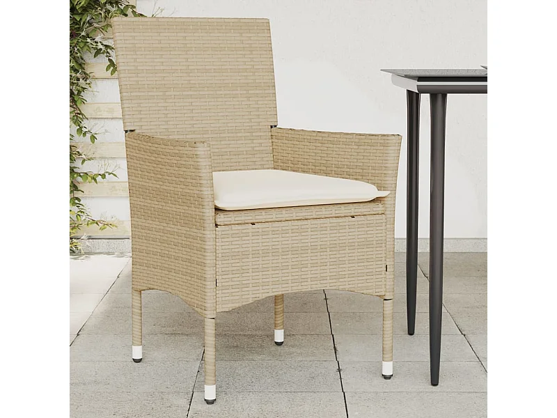 Chaises de jardin avec coussins lot de 2 beige résine tressée