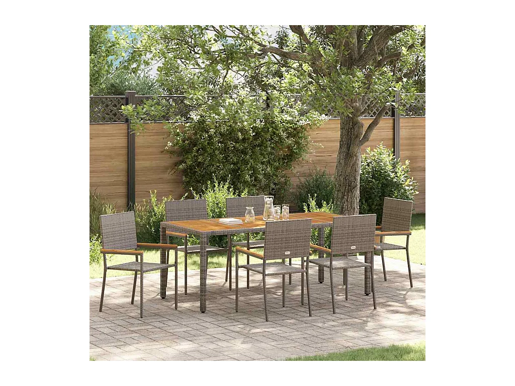 Ensemble de salle à manger pour jardin 7 pcs Gris