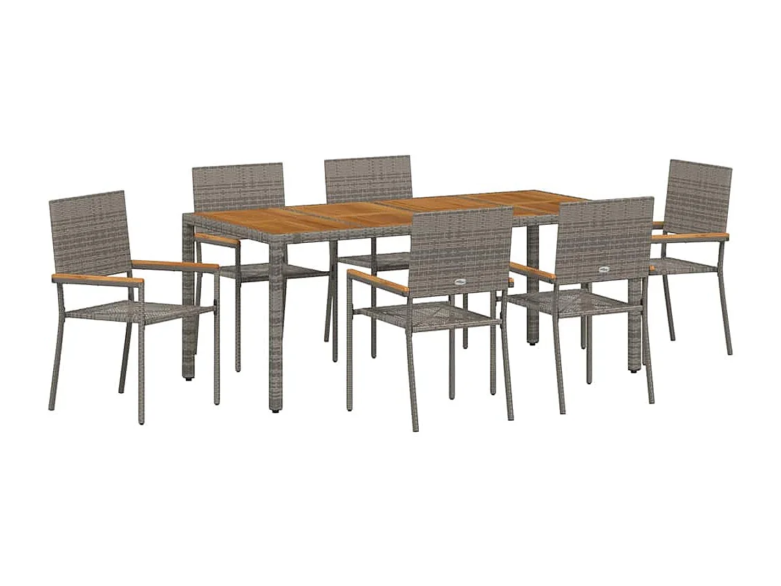 Ensemble de salle à manger pour jardin 7 pcs Gris