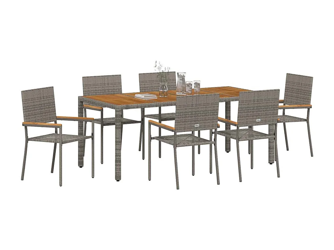 Ensemble de salle à manger pour jardin 7 pcs Gris