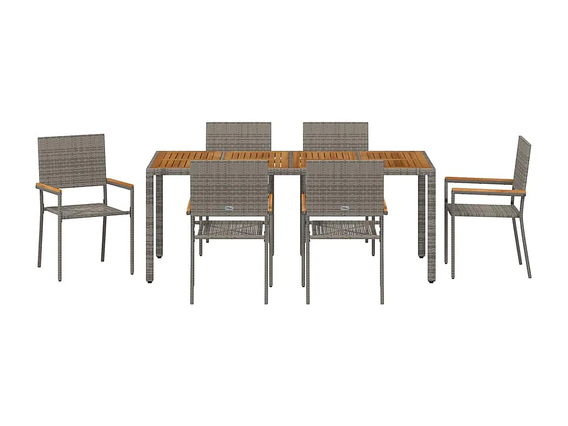 Ensemble de salle à manger pour jardin 7 pcs Gris