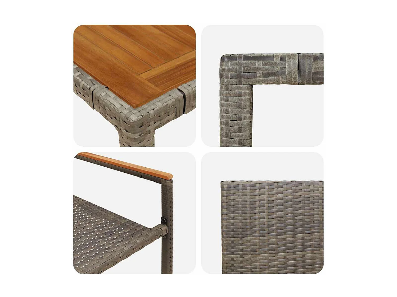 Ensemble de salle à manger pour jardin 7 pcs Gris