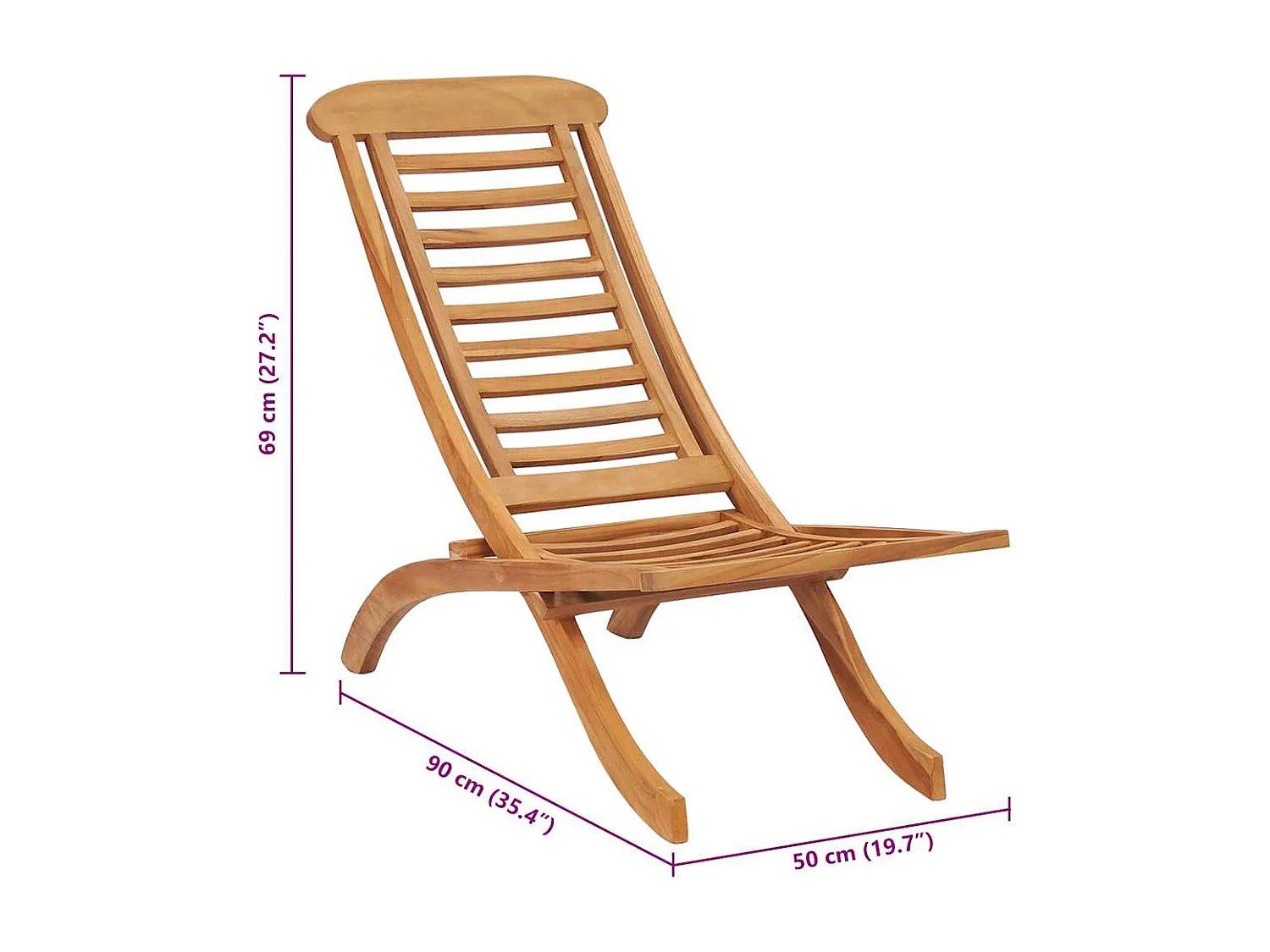 Chaise de jardin pliable 50x90x69 cm Bois de teck massif